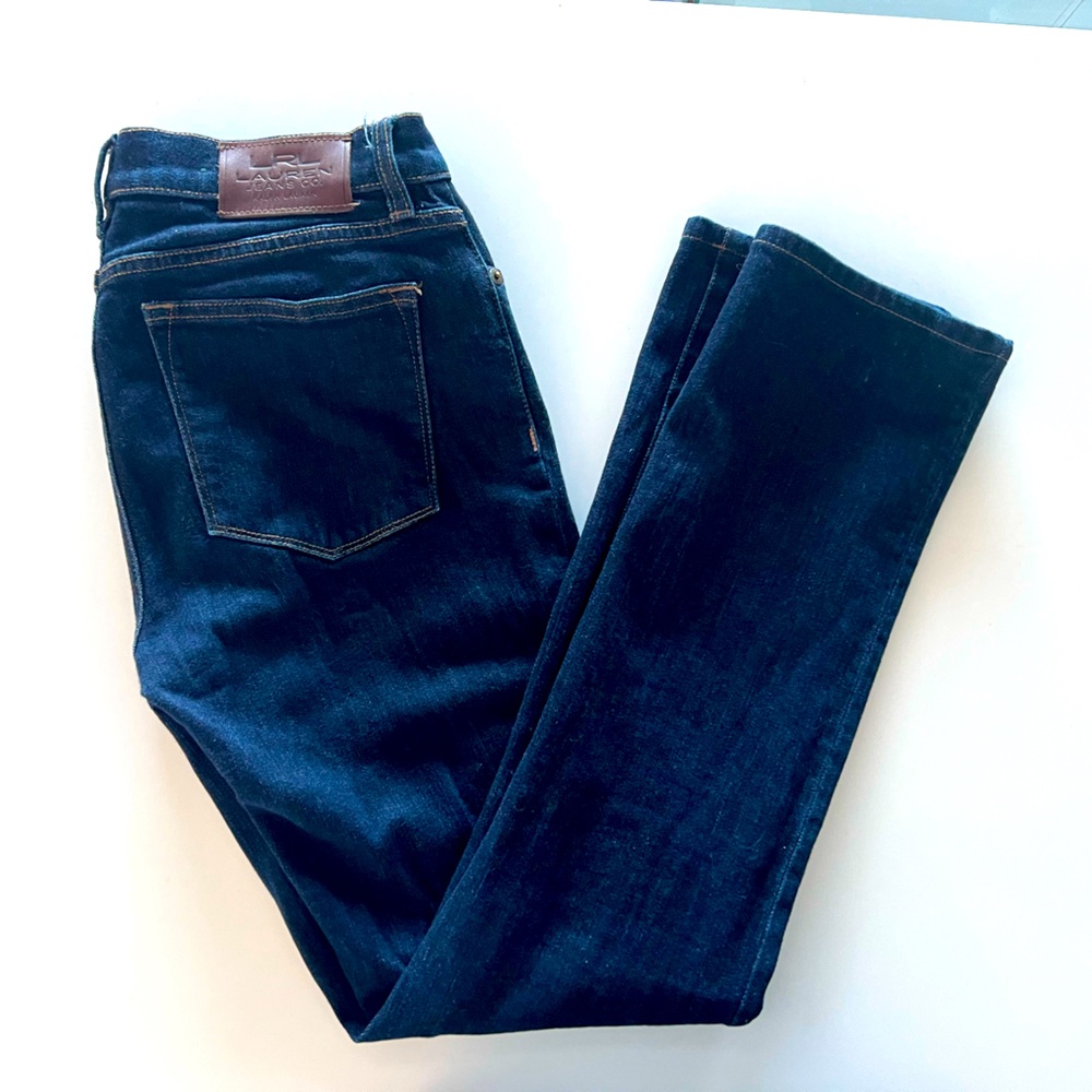 Lauren Ralph Lauren “Classic Straight” stretch blue dark wash 5 pocket jeans 2
